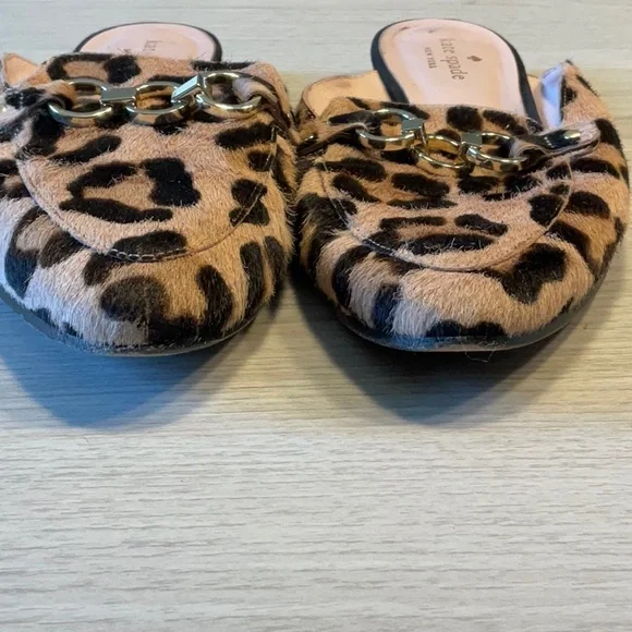 Kate Spade Cece Too Calf Hair Leopard Print Mules Brown Black - Size 7 Medium - Picture 4 of 16